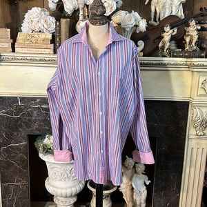 Bugatchi Uomo Men's shaped fit striped Long Sleeve shirt